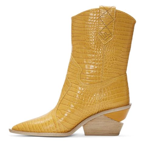 fendi yellow boots|Fendi plaid cowboy boots.